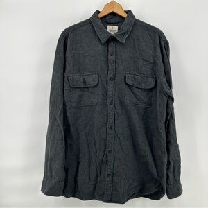 Mutual Weave Mens Flannel Shirt Shacket XLT Gray Long Sleeve Chest Pockets